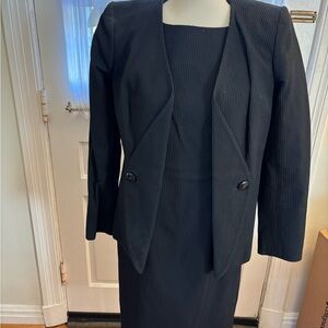 Brooks Brothers Black Ribbed Cotton Dress, Blazer & Pants - Size 8